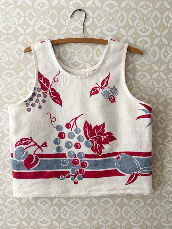 Handmade Tops - Fruit Tank made from vintage tablecloth